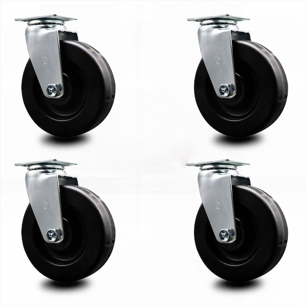 6 Inch Phenolic Wheel Swivel Caster Set with Ball Bearings SCC